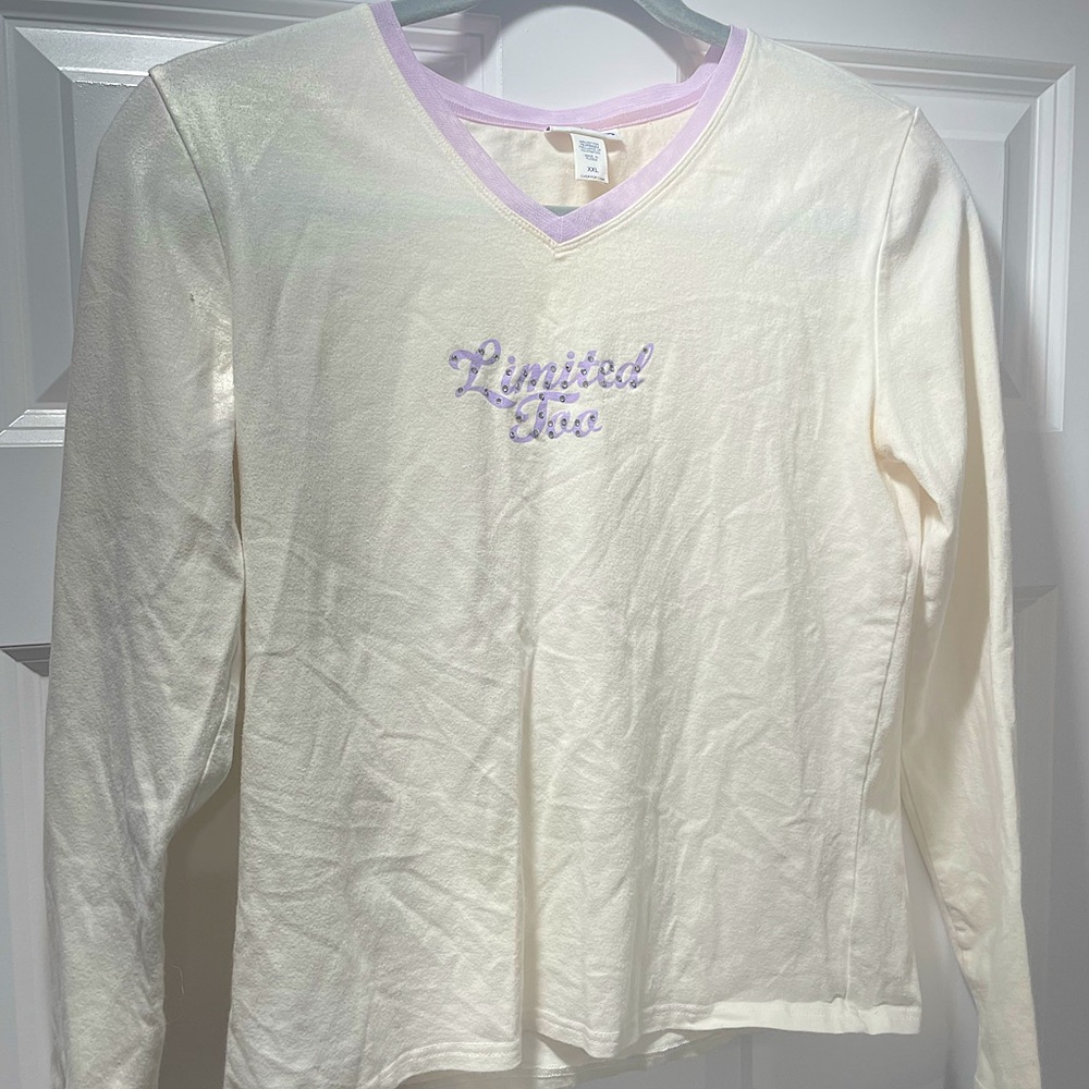 White purple Y2K Limited Too long sleeve crop top 2000s size XXL